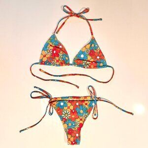 SOLY HUX Women's Floral Print 2 Piece Swimsuits Bikini Set Halter